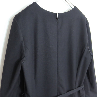 【美品・紙タグ】ジョルジュ・レッシュ★シンプルシック♪ウール混ワンピース サイズ40 黒系 ブラックフォーマル 薄手 z20418