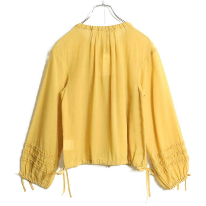 【極美品】インゲボルグ★段々フリル♪ブラウス ダブルジップ マスタード系 シアー感 薄手 残布有 z16826