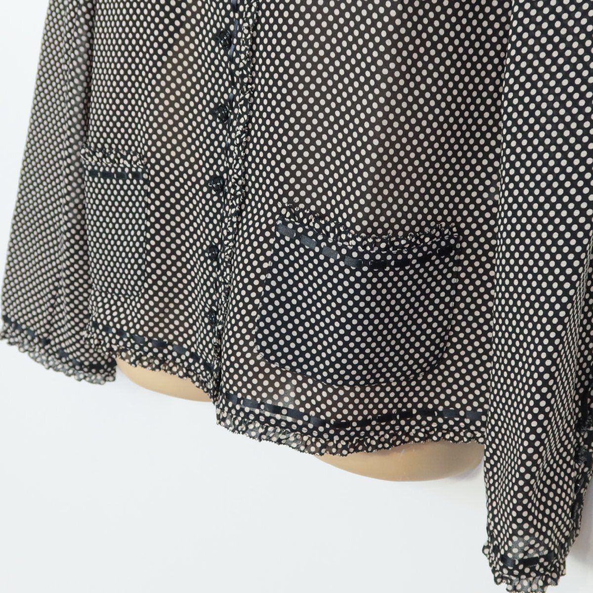 【美品！】インゲボルグ INGEBORG★2点セット！可愛いドット柄♪ブラウス 切替スカート 黒系 S 希少ヴィンテージ 着回し力抜群 z6614