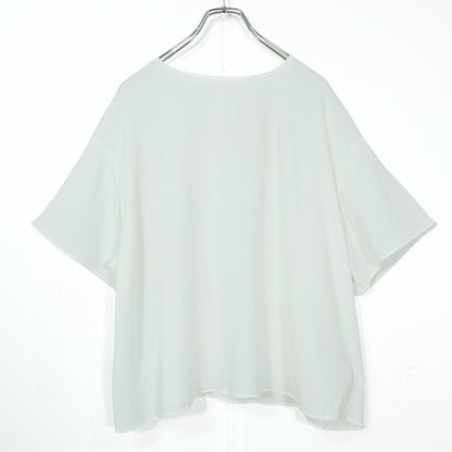 【タグ付き美品！】ユニクロ★さらさら涼し気♪ ブラウスTシャツ 半袖 大きいサイズ3XL 白系 z22261
