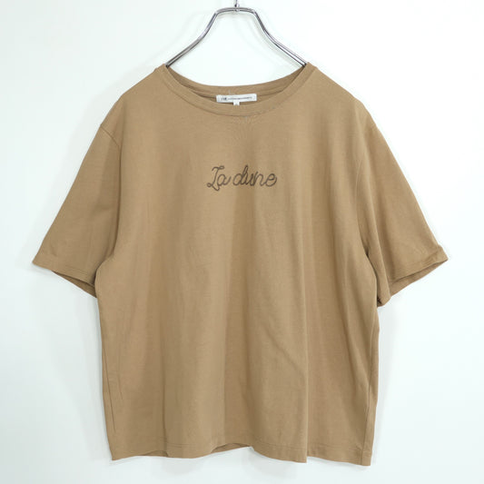 23区★カジュアル 綿100% ロゴ刺繡入り Tシャツ 大きいサイズ46 キャメル系 z22992