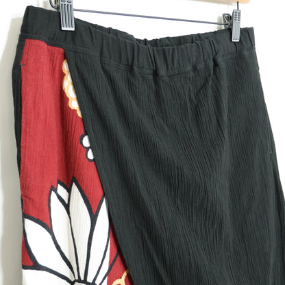 【美品】SOUSOU ソウソウ★高島縮 手柄寛衣下 片身替わり 金襴緞子 濡羽色 サイズM イージーパンツ 黒系 z22717