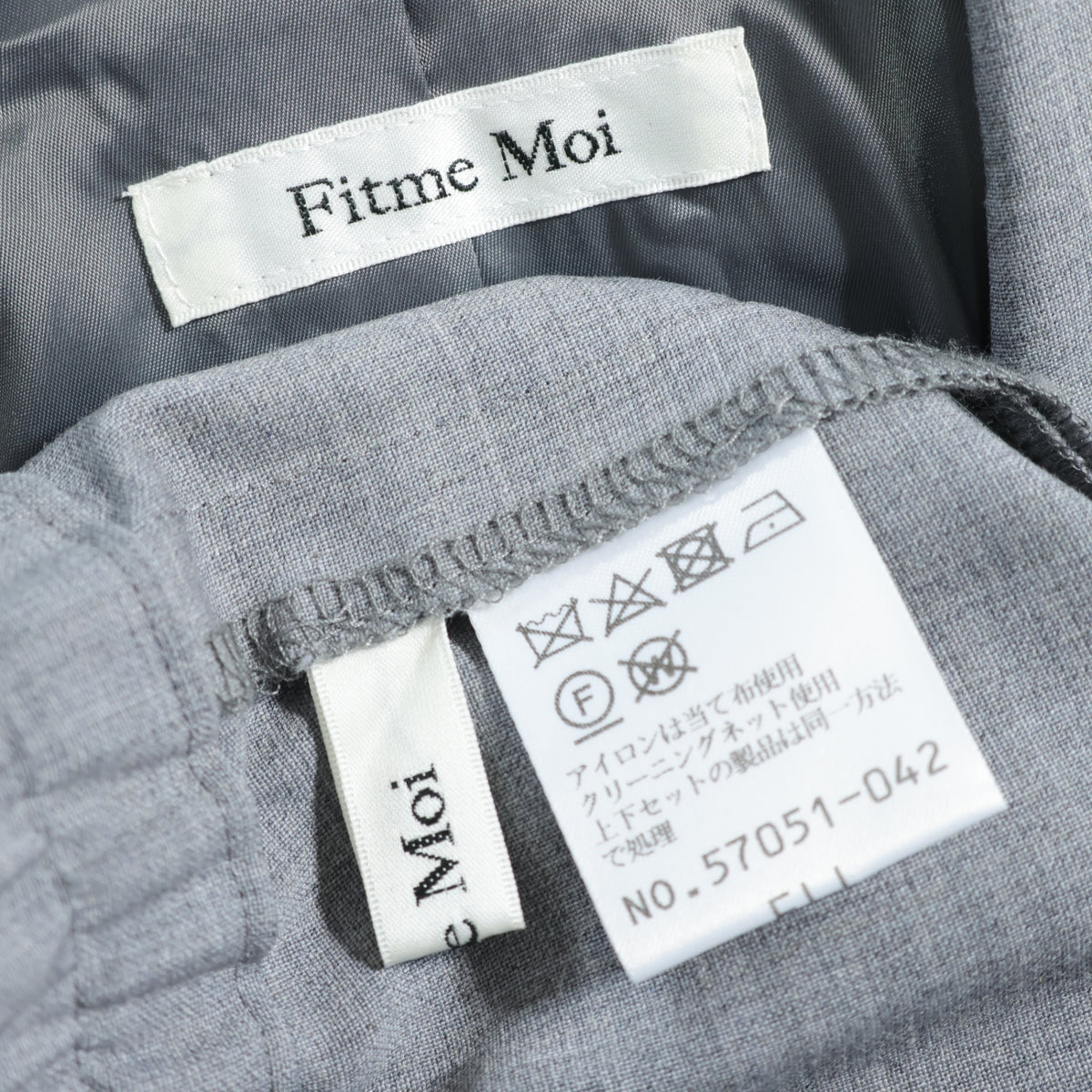 Fitme Moi★パンツスーツ ジャケット&ロングパンツ 大きいサイズEL(3L)&ELL(4L～5L) グレー系 無地 薄手 z22835