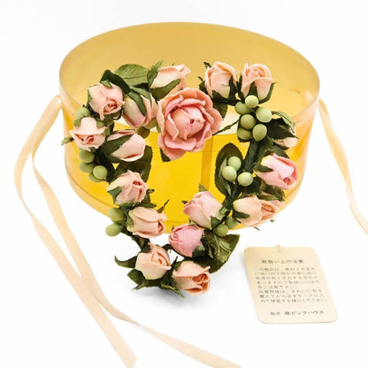 【極美品】ピンクハウス★ロマンティック♪ ミニ薔薇のハートリース ローズモチーフ コサージュ ピンク系 ＊ko068