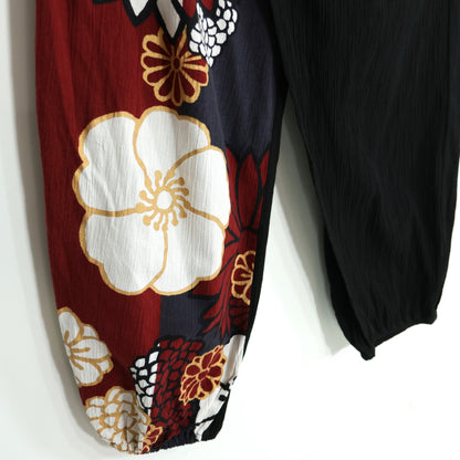 【美品】SOUSOU ソウソウ★高島縮 手柄寛衣下 片身替わり 金襴緞子 濡羽色 サイズM イージーパンツ 黒系 z22717
