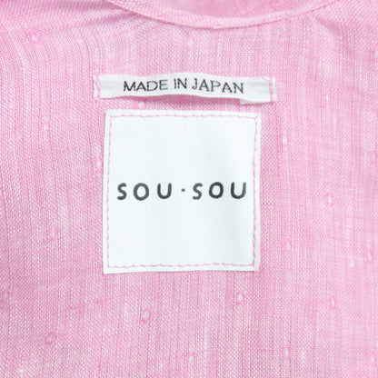 【美品】SOUSOU ソウソウ★麻 きさらぎ はおりもの ひも付き ピンク系 無地 薄手 z20456