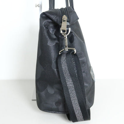 【美品】サロンドアルファード★スマイルグリッターカモフラ ショルダー付き トートバッグ 黒系 ＊ba057