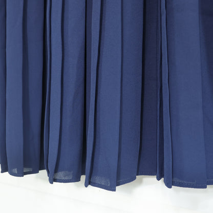 【新品タグ付】UNIQLO★シフォンプリーツロングスカート♪裏地付き サイズXXL ネイビー系 z22880