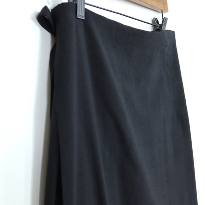 【美品】SOUSOU ソウソウ★こしき 着物風ラップスカート 大きいサイズL 濡羽色 黒系 ウール100 無地 z10663