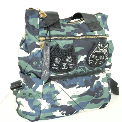 【新品タグ付】pebblyペブリー★猫フェイススパンコール Pebbly Me&Yo  3WAYバッグ 迷彩柄＊ba197