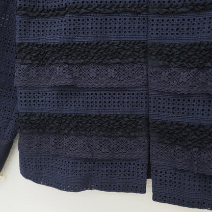 【美品・紙タグ有】インゲボルグ★二点セット！カットワークレースのボレロ&ワンピース サイズ11 紺系 モチーフ♪残布有 z23367