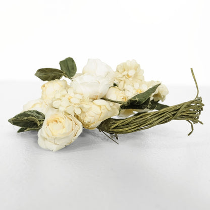 インゲボルグ★薔薇のブーケコサージュ ブローチ カメリア アイボリー系 ko154