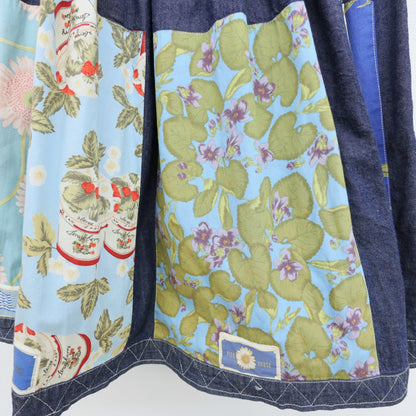 ピンクハウス★ 豪華 パッチワーク♪花柄 ブランドタグ付き デニム ロングスカート 青系 z23494