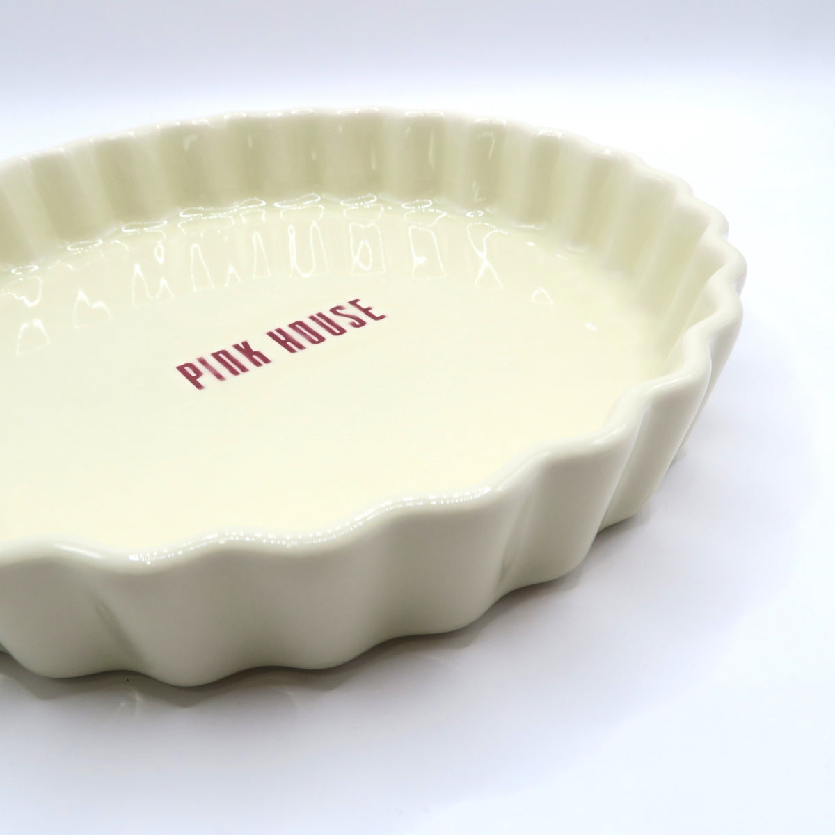 【未使用品】ピンクハウス★ロゴ入タルト型 陶器 プレート ケーキ皿 グラタン皿 食器   アイボリー系 so339