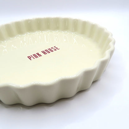【未使用品】ピンクハウス★ロゴ入タルト型 陶器 プレート ケーキ皿 グラタン皿 食器   アイボリー系 so339