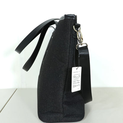 【新品】インゲボルグ★カメリア刺しゅう♪大人カジュアル デニムバッグ ロゴ刺しゅう 黒系 *ba256