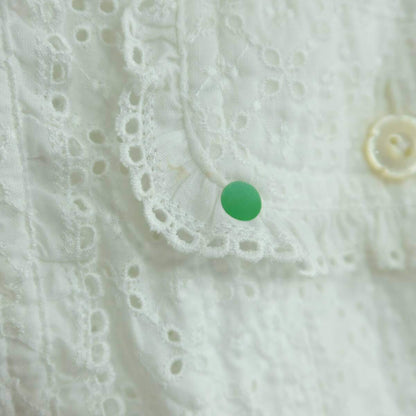 【紙タグ有】ピンクハウス★総カットワーク刺繡♪前開きブラウス 大きいサイズL 白系 残布有 z19872