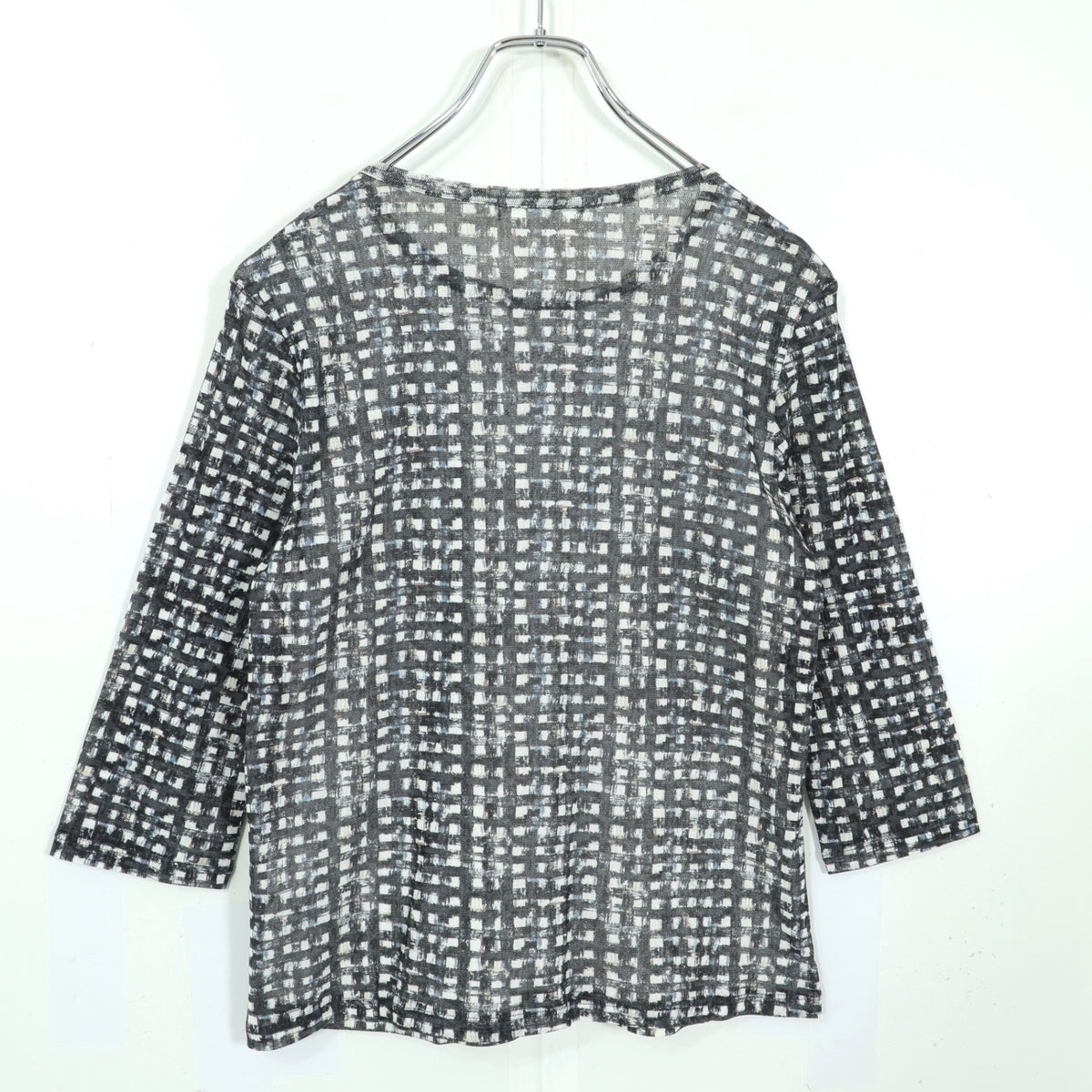 ミラショーン★二点セット♪長袖カットソー&ボックスプリーツスカート 大きいサイズ42 白×濃いグレー系 薄手 z22586