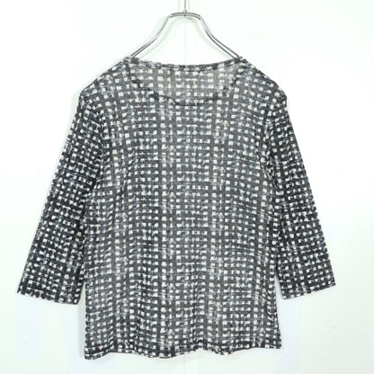 ミラショーン★二点セット♪長袖カットソー&ボックスプリーツスカート 大きいサイズ42 白×濃いグレー系 薄手 z22586