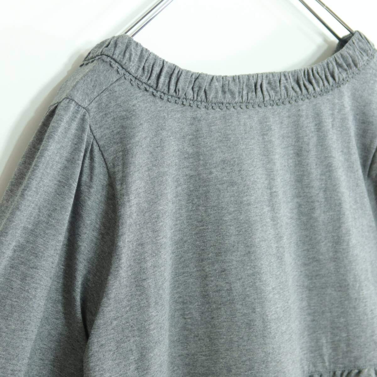 【美品】ピンクハウス★肌触りのいいフリル付きトップス♪くるみボタン ショート丈カーディガン グレー系 *z19647