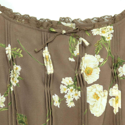 【極美品】インゲボルグ★大人上品！レース使い♪花柄ノースリーブワンピース サイズM ブラウン系 残布有＊ z20068