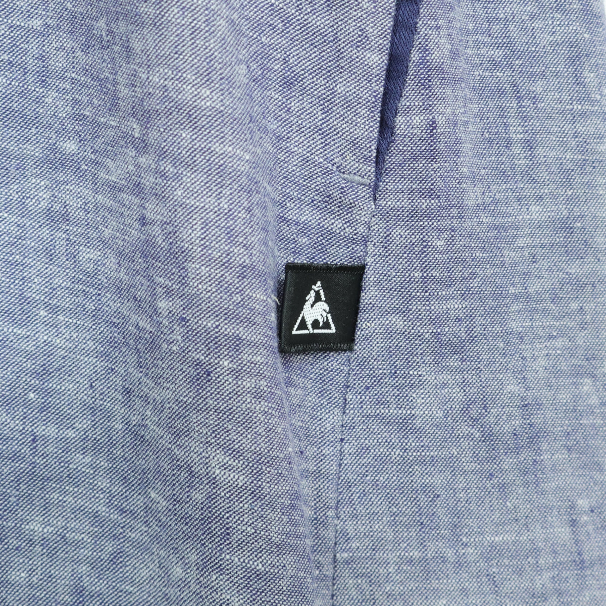 【美品】SOUSOU×le coq sportif BIKE★コラボワンピース♪鳶 半袖 麻混 ワンピース ブルー系 z22900