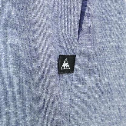 【美品】SOUSOU×le coq sportif BIKE★コラボワンピース♪鳶 半袖 麻混 ワンピース ブルー系 z22900