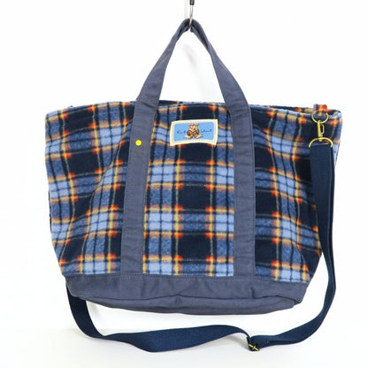 Karl Helmut カールヘルム ★可愛い！くまさん刺繍　チェック柄 ワッペン 2WAY トートバッグ ショルダーバッグ ネイビー系＊ba308