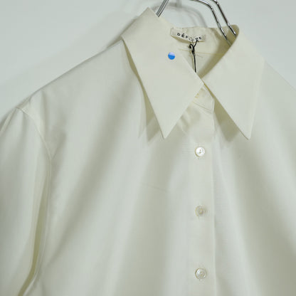 【紙タグ有】DEFACHE デファーシェ★形態安定加工♪ゆったりオーバーシャツ 長袖 サイズ9 アイボリー系 無地 薄手 z22780