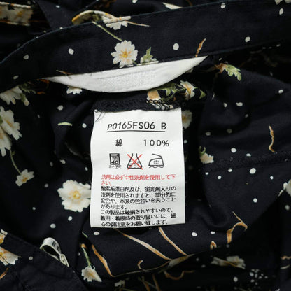 【美品！】ピンクハウス★幻想的なドット&ひなぎくブーケpt♪ふんわりローンギャザースカート 黒系 ボタン前開き z21316