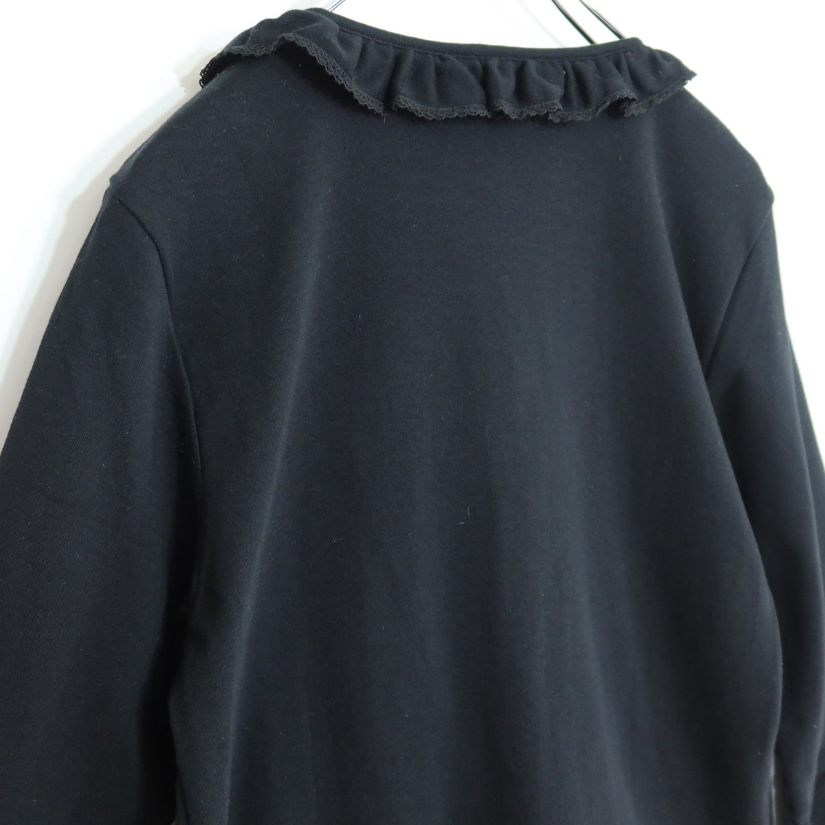 【美品】ピンクハウス★ティアードフリルカーディガン♪トップス ピコレース 綿100% 大きいサイズL 黒系 z19921