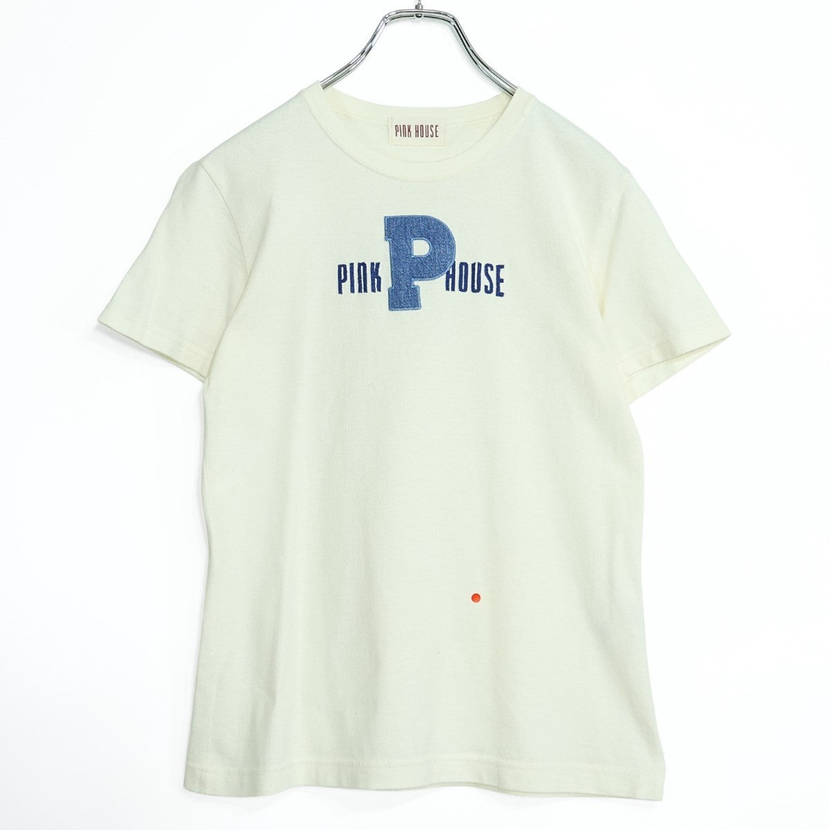 ピンクハウス★デニム地のPロゴワッペンが可愛い♪ 半袖カットソー・Tシャツ サイズL アイボリー系 z2204