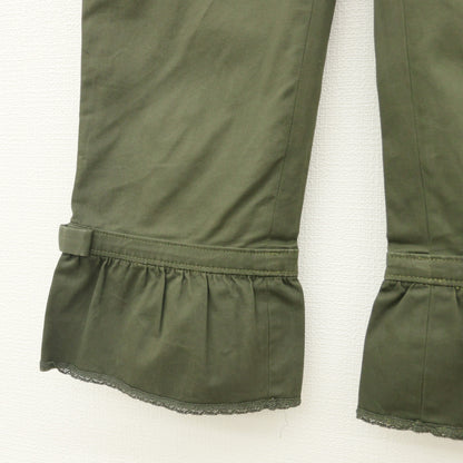 ピンクハウス★裾のレース付きフリルとリボンが大人可愛い♪ クロップドパンツ カーゴパンツ サイズ3(M) カーキグリーン系 z23204
