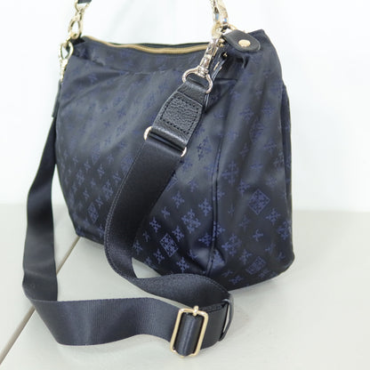 【美品】russet ラシット★大人可愛い！ 大きめポケット 2WAYバッグ  斜め掛けOK  ネイビー系　＊ba187