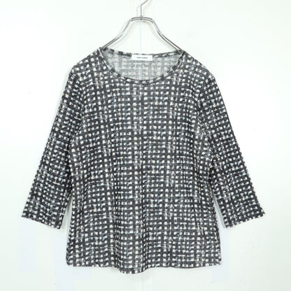 ミラショーン★二点セット♪長袖カットソー&ボックスプリーツスカート 大きいサイズ42 白×濃いグレー系 薄手 z22586