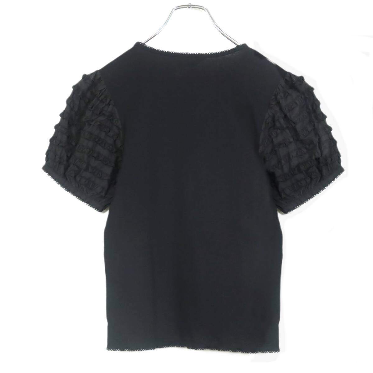 【美品】ピンクハウス★お袖フリルたっぷり 半袖Tシャツカットソー サイズM 黒系 ＊z15417