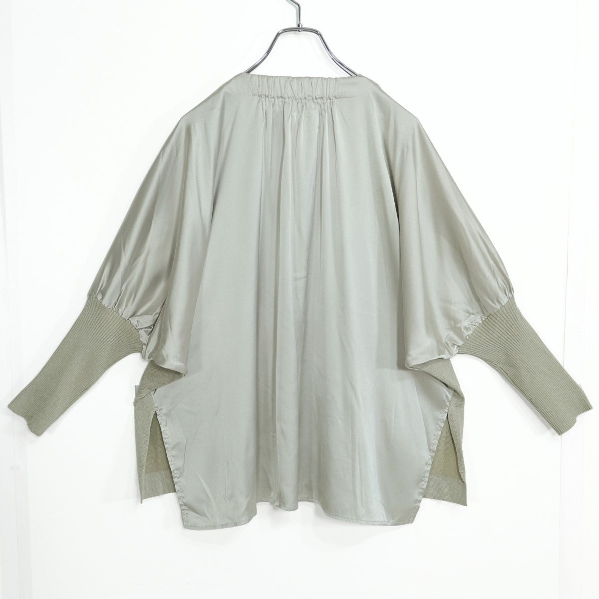 【美品！】GALLEST★異素材ドッキング♪長袖カットソー サイズ34(XS) ライトカーキ系 ドルマンスリーブ z22614