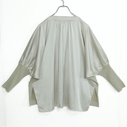 【美品！】GALLEST★異素材ドッキング♪長袖カットソー サイズ34(XS) ライトカーキ系 ドルマンスリーブ z22614
