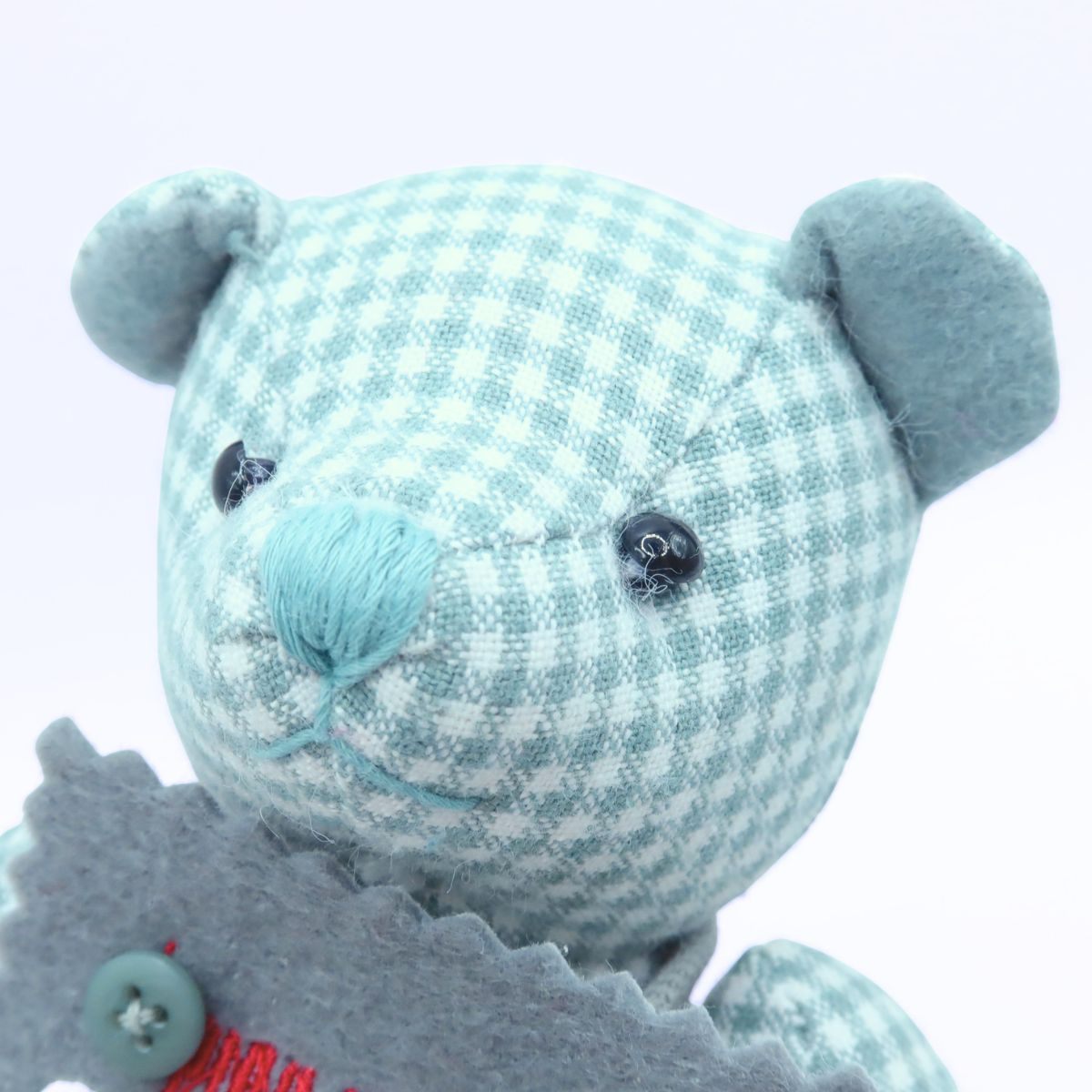 【レア】ピンクハウス★SHOWゼッケン テディベアぬいぐるみマスコット ギンガムチェック ブルーグリーン系 ＊so172