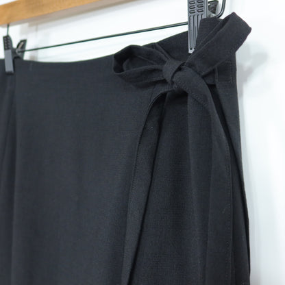 【美品】SOUSOU ソウソウ★こしき 着物風ラップスカート 大きいサイズL 濡羽色 黒系 ウール100 無地 z10663