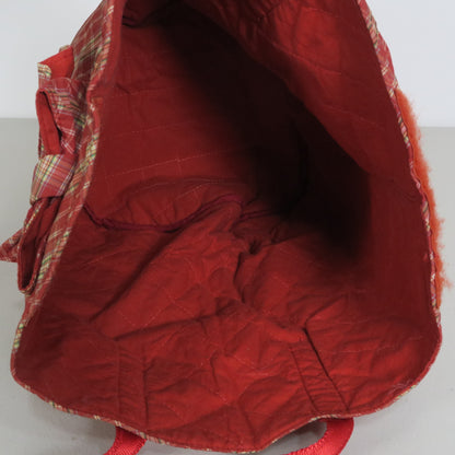 PINK HOUSE ピンクハウス★ 可愛いリボン！ チェック柄 バケツバッグ  トート レッド系 ＊ba311