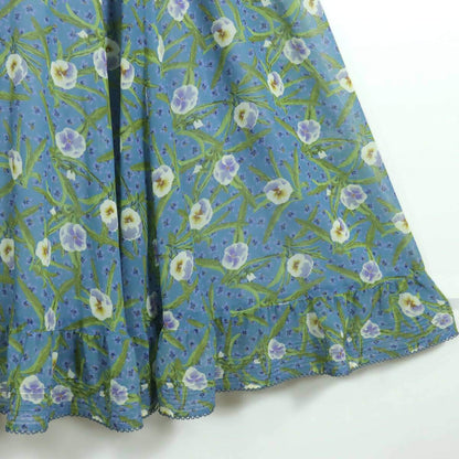 【極美品】インゲボルグ★二点セット！花柄シフォンワンピース&ショール サイズ9号 青系 ゆったり♪残布有 z18010