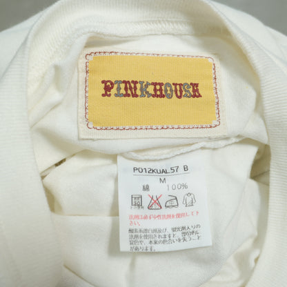 ピンクハウス★花柄パッチワーク&ワッペン♪半袖カットソー Tシャツ サイズM 白系 無地 z21928