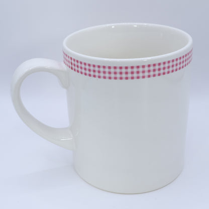 ピンクハウス★キューピーチェック柄マグカップ ロゴ入 陶器 コップ  ギンガムチェック アイボリー系 so403