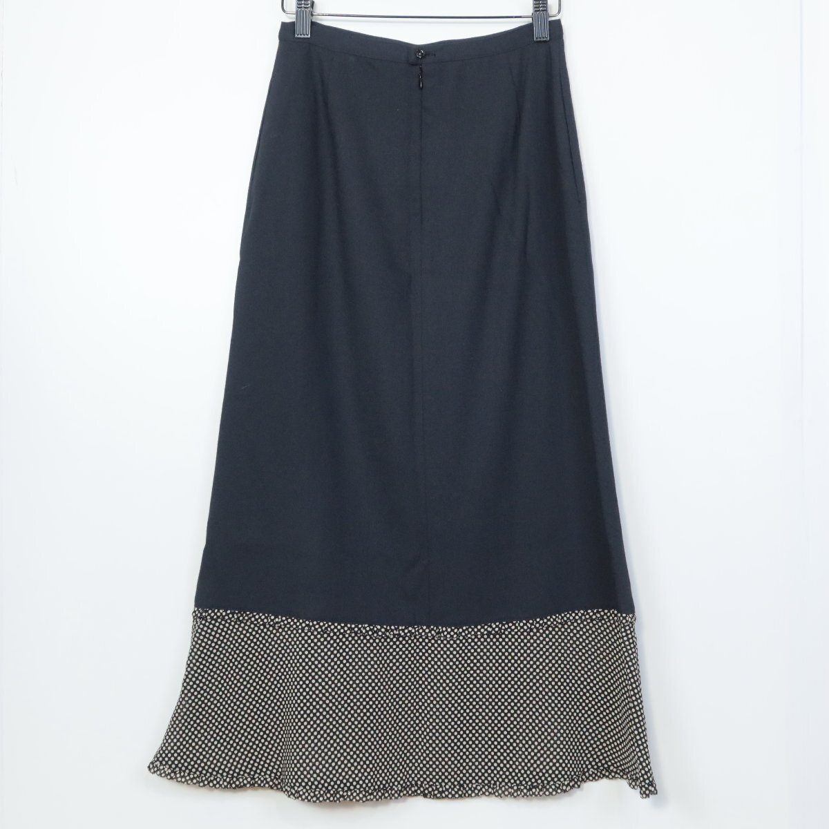 【美品！】インゲボルグ INGEBORG★2点セット！可愛いドット柄♪ブラウス 切替スカート 黒系 S 希少ヴィンテージ 着回し力抜群 z6614