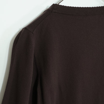 マックスマーラ Max Mara★スカラップの縁取り♪長袖カットソー 大きいサイズL ブラウン系 z22602