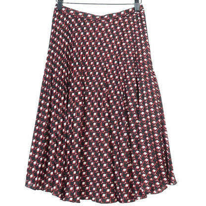 【極美品・残布あり】レリアン★大人フェミニン♪二点セット 重ね着風トップス&スカート おしゃれな総柄♪サイズ9 黒×赤系 z7461