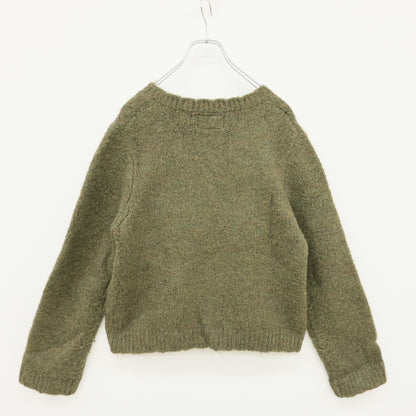 ピンクハウス★ひなぎく刺繍が可愛い♪ニットカーディガン カーキグリーン系 前開き 厚手 z23453
