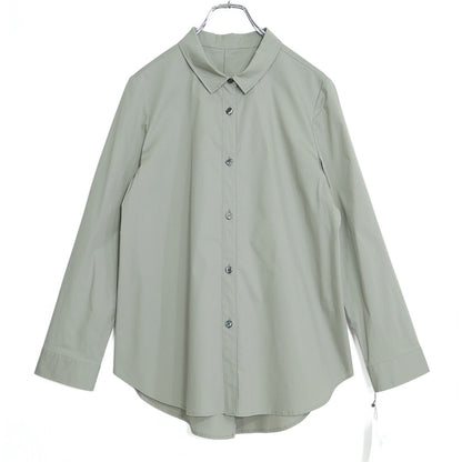 【新品タグ付!!】PLUSIVプラッシヴ★ブラウス 長袖 燕尾 前開き ゆったり 大きいサイズ42 グレー系 z22212