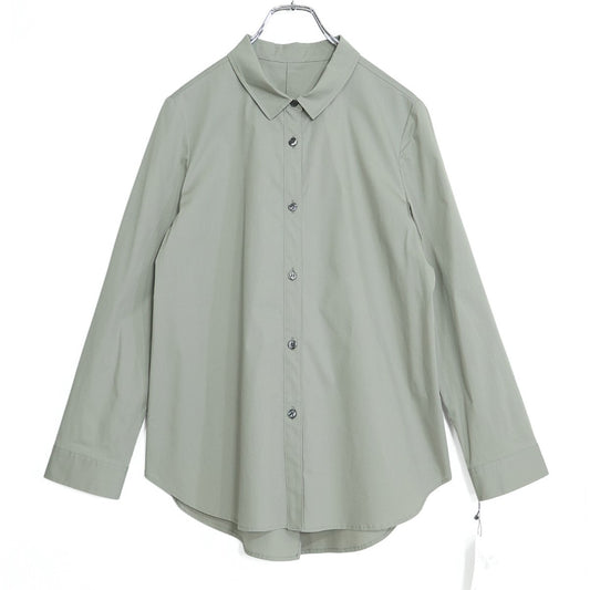 【新品タグ付!!】PLUSIVプラッシヴ★ブラウス 長袖 燕尾 前開き ゆったり 大きいサイズ42 グレー系 z22212